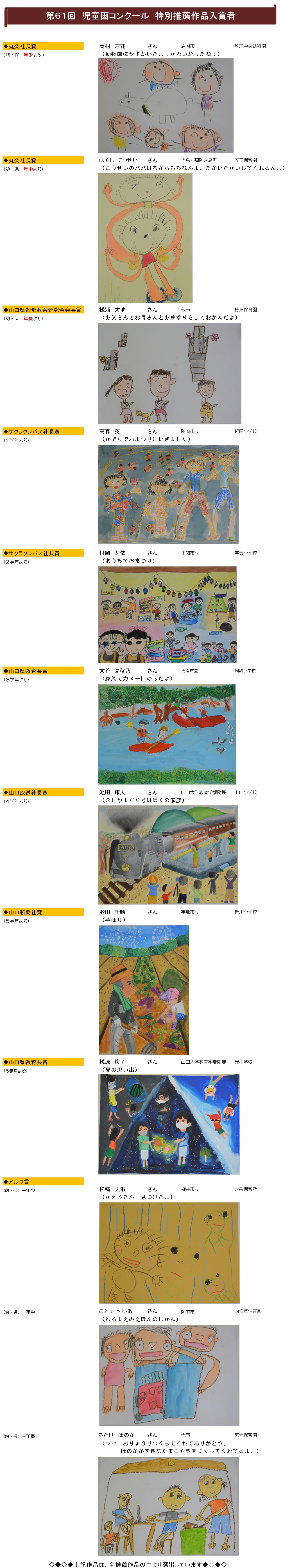 特別推薦作品入賞者